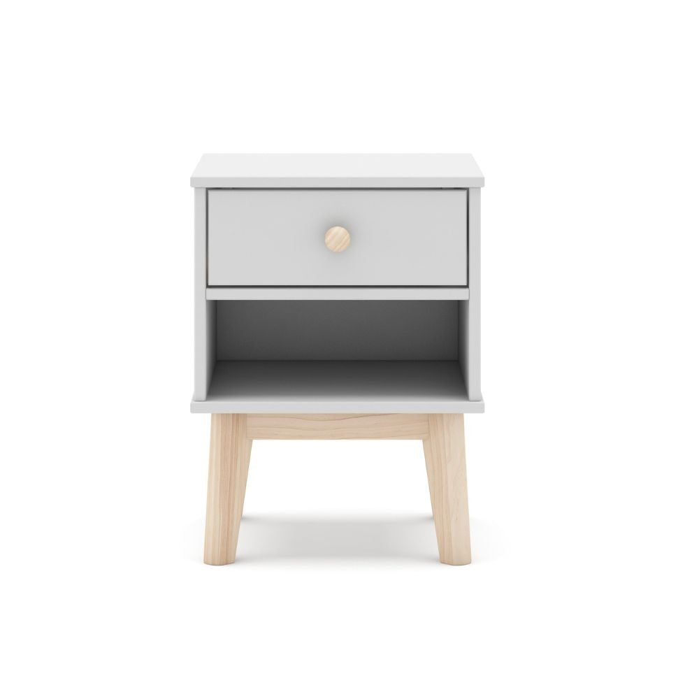 Comodino per cameretta Esteban 1 cassetto in legno massiccio colore bianco
