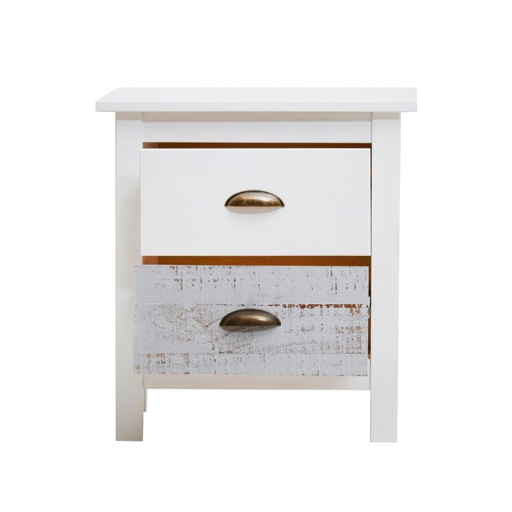 Comodino Romantica 2 cassetti in legno massiccio multicolor
