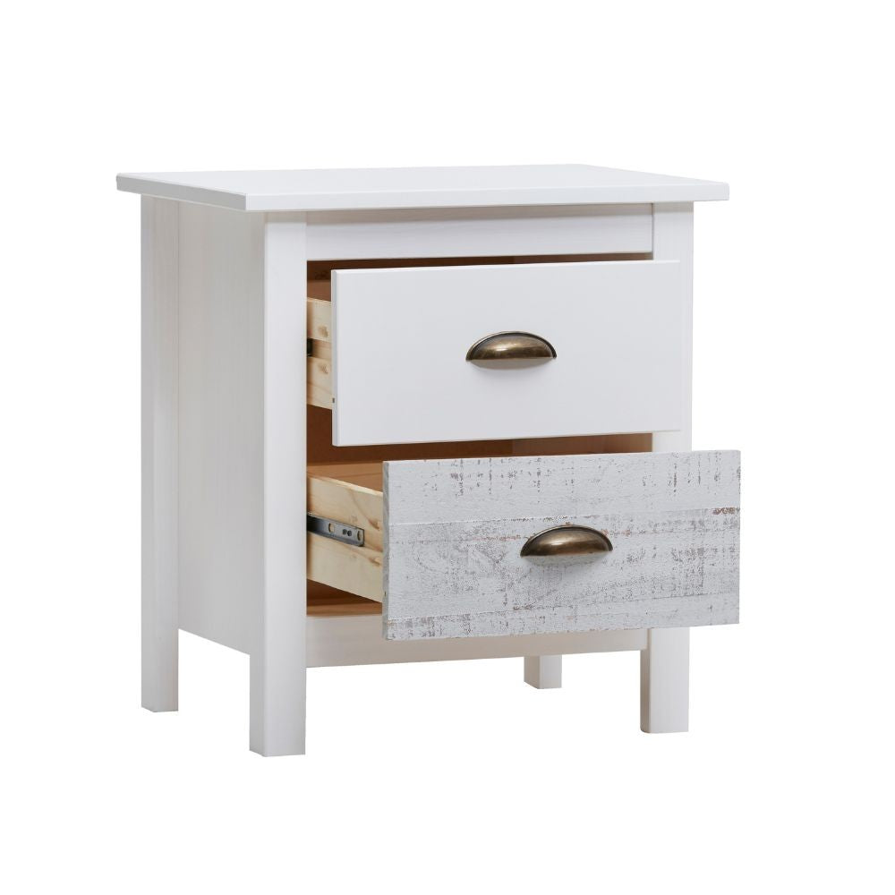 Comodino Romantica 2 cassetti in legno massiccio multicolor