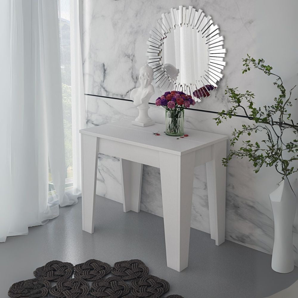 Consolle allungabile Petra con 6 allunghe colore bianco rustika