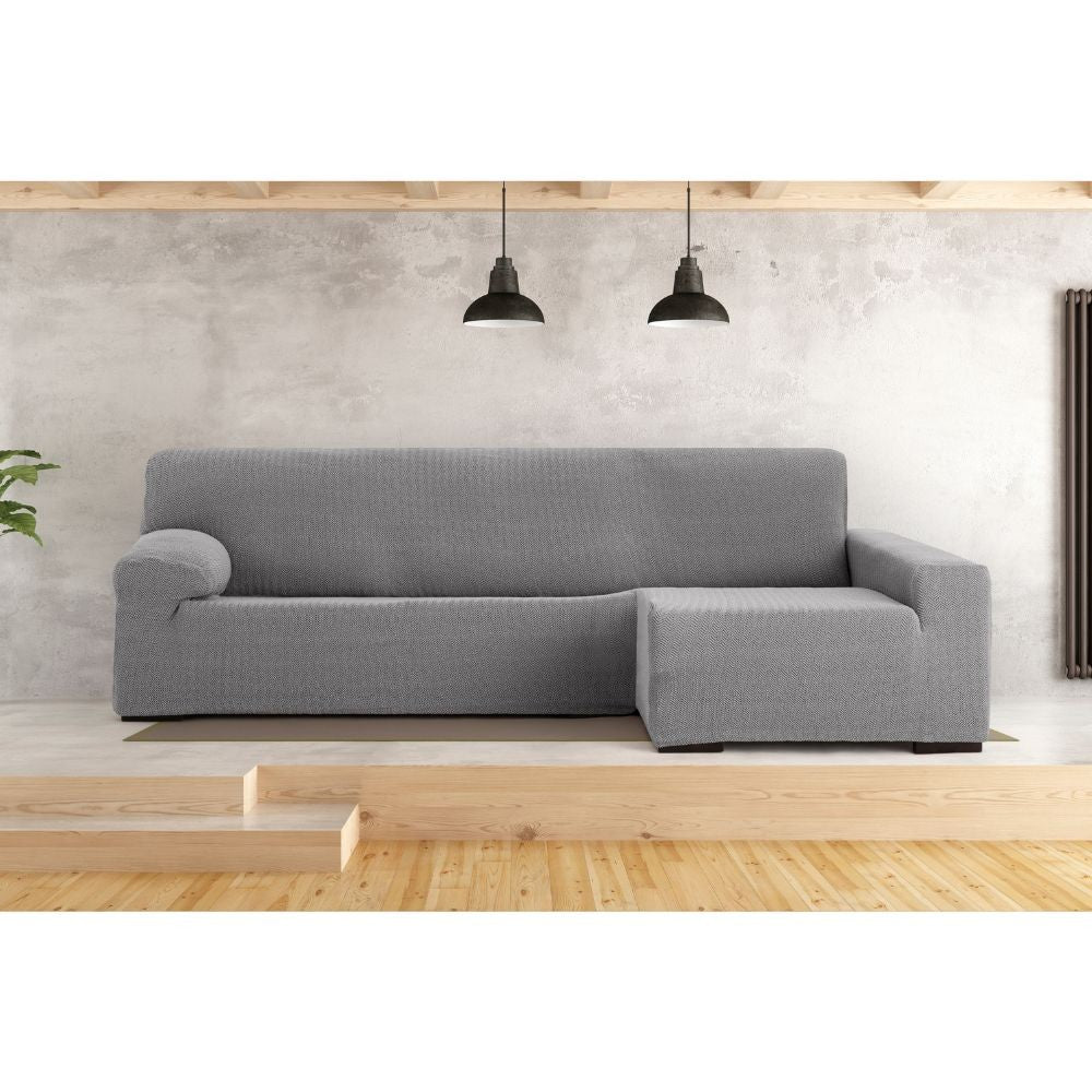 Copridivano Troya elastico penisola destra grigio bracciolo lungo 250/310