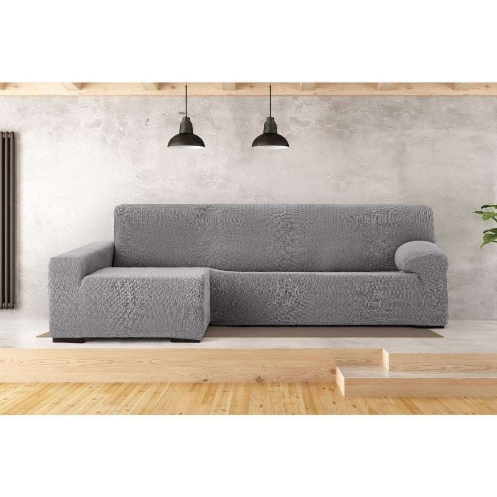Copridivano Troya elastico penisola sinistra grigio bracciolo lungo 250/310