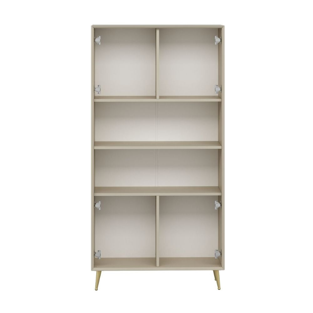 Credenza alta Kale con 4 ante effetto cannettato e 2 nicchie a giorno colore cashmere