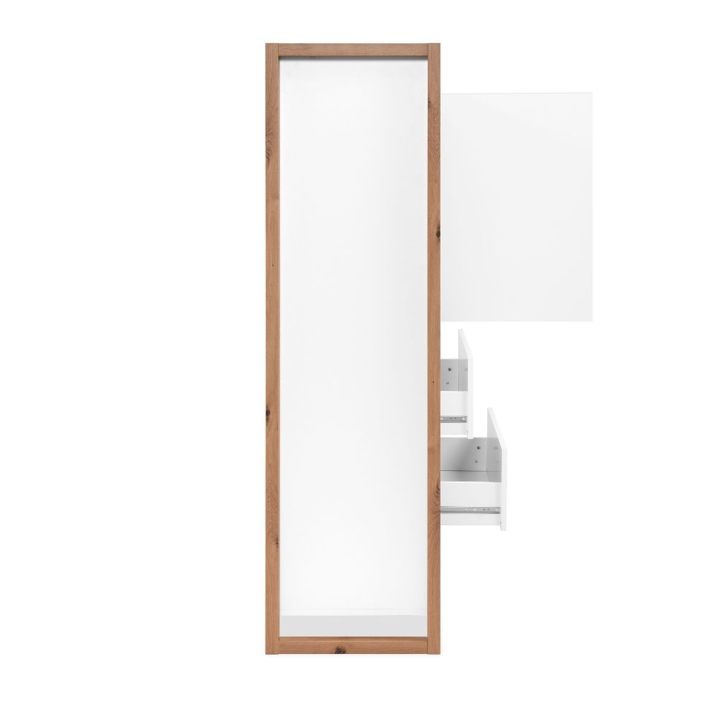 Credenza alta New Denver51 con vani a giorno due ante e due cassetti colore bianco e rovere