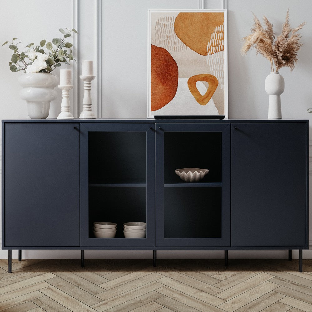 Credenza Caracas 51A con 4 ante e 4 ripiani colore navy blue