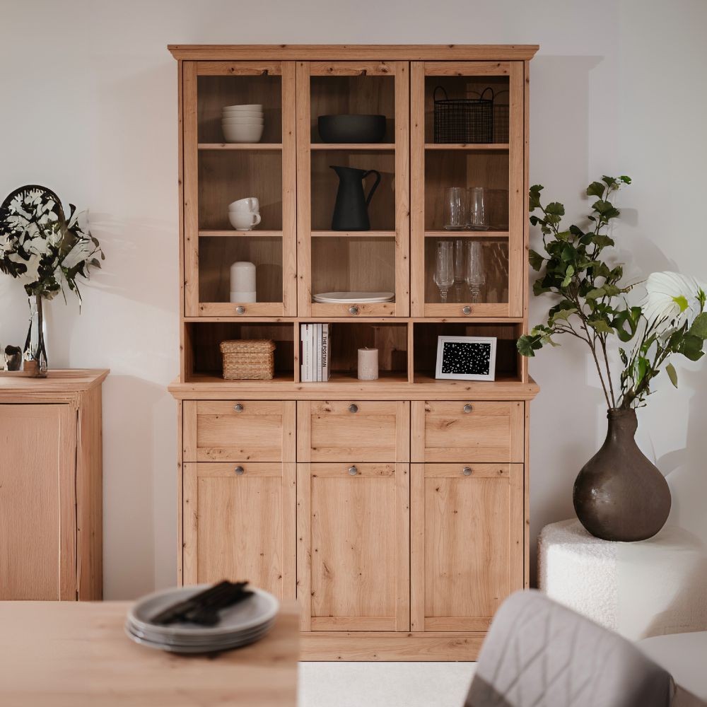 Credenza con vetrina Timber 54A colore rovere anticato