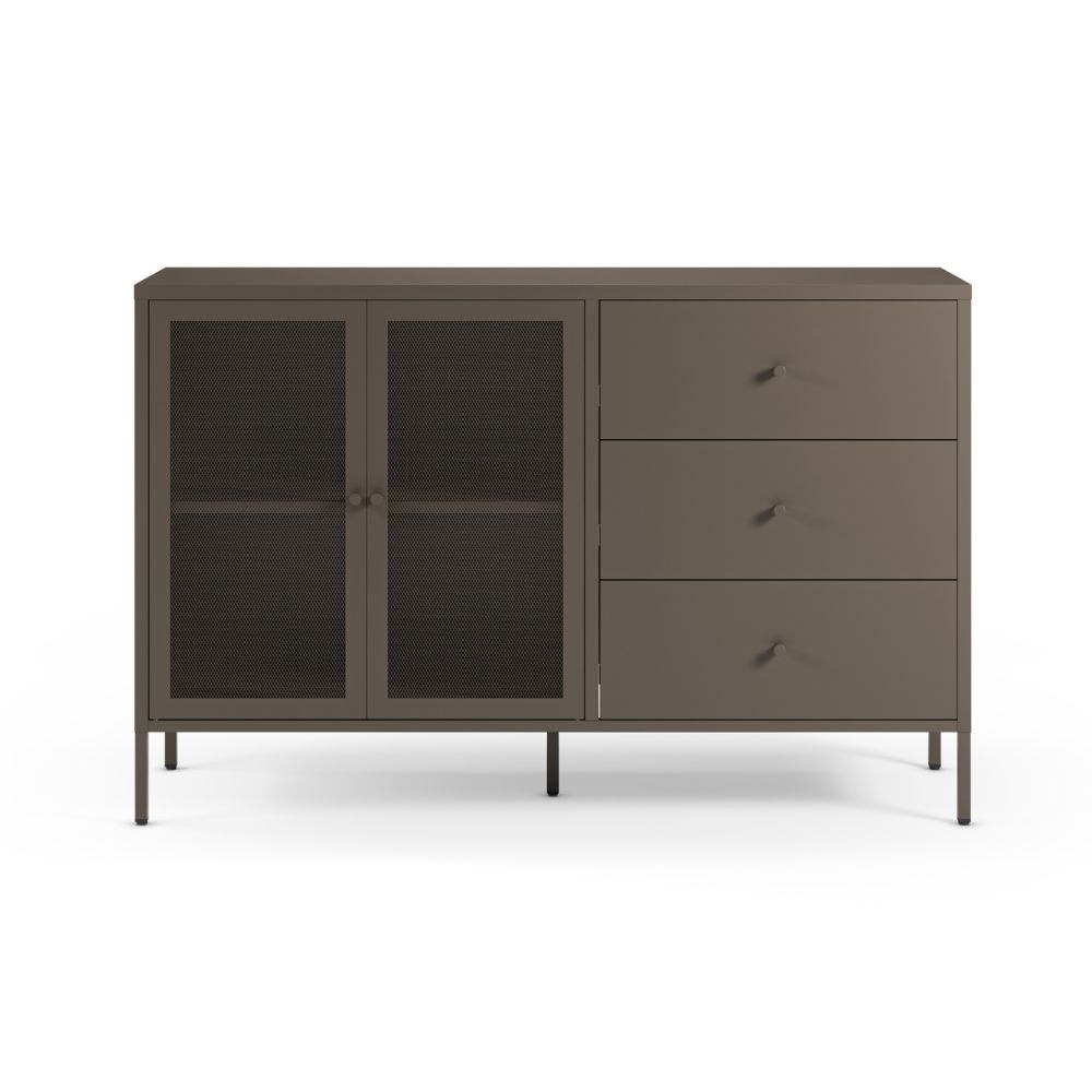 Credenza Fayna19352 in metallo con 2 ante e 3 cassetti colore mocha