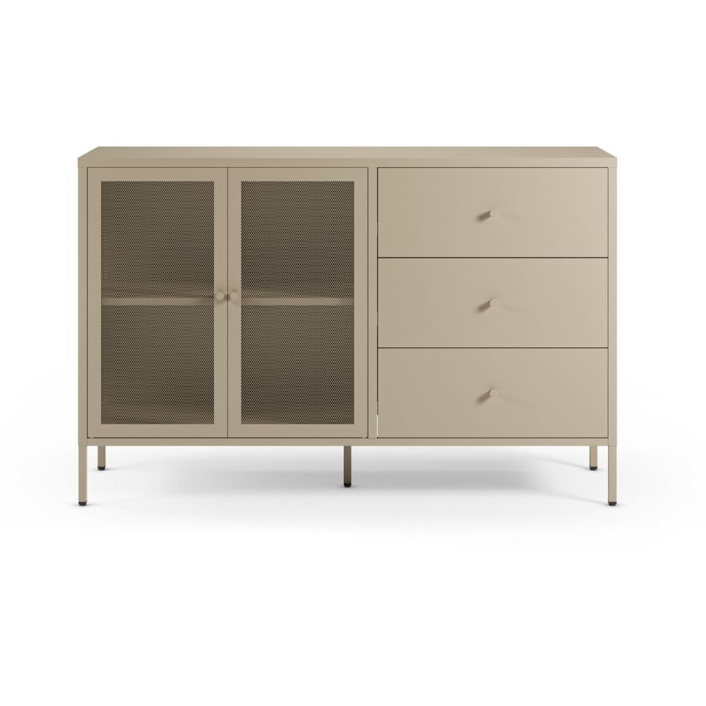 Credenza Fayna19353 in metallo con 2 ante e 3 cassetti colore sabbia