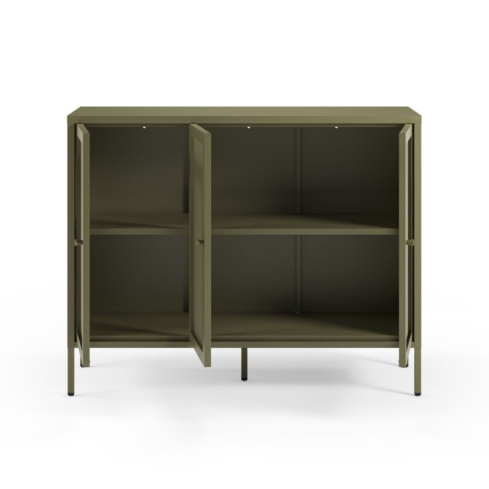 Credenza Fayna19354 in metallo con 3 ante colore verde