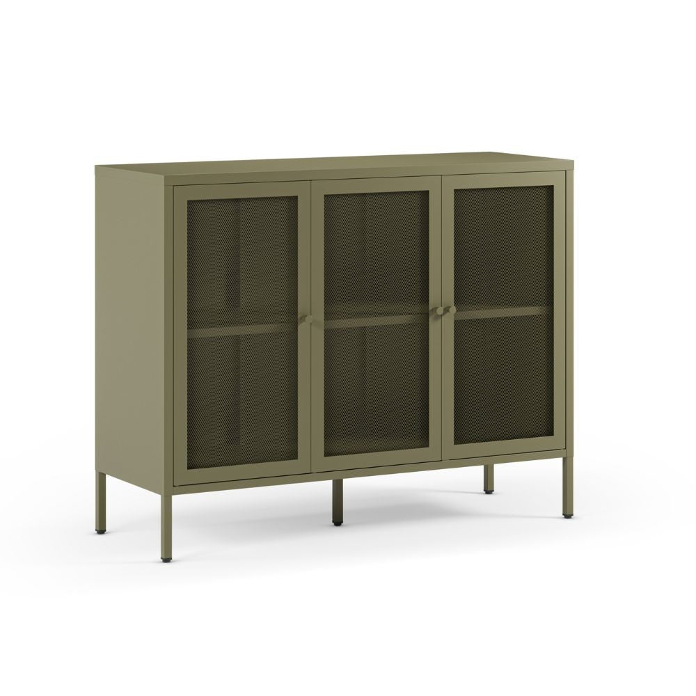 Credenza Fayna19354 in metallo con 3 ante colore verde