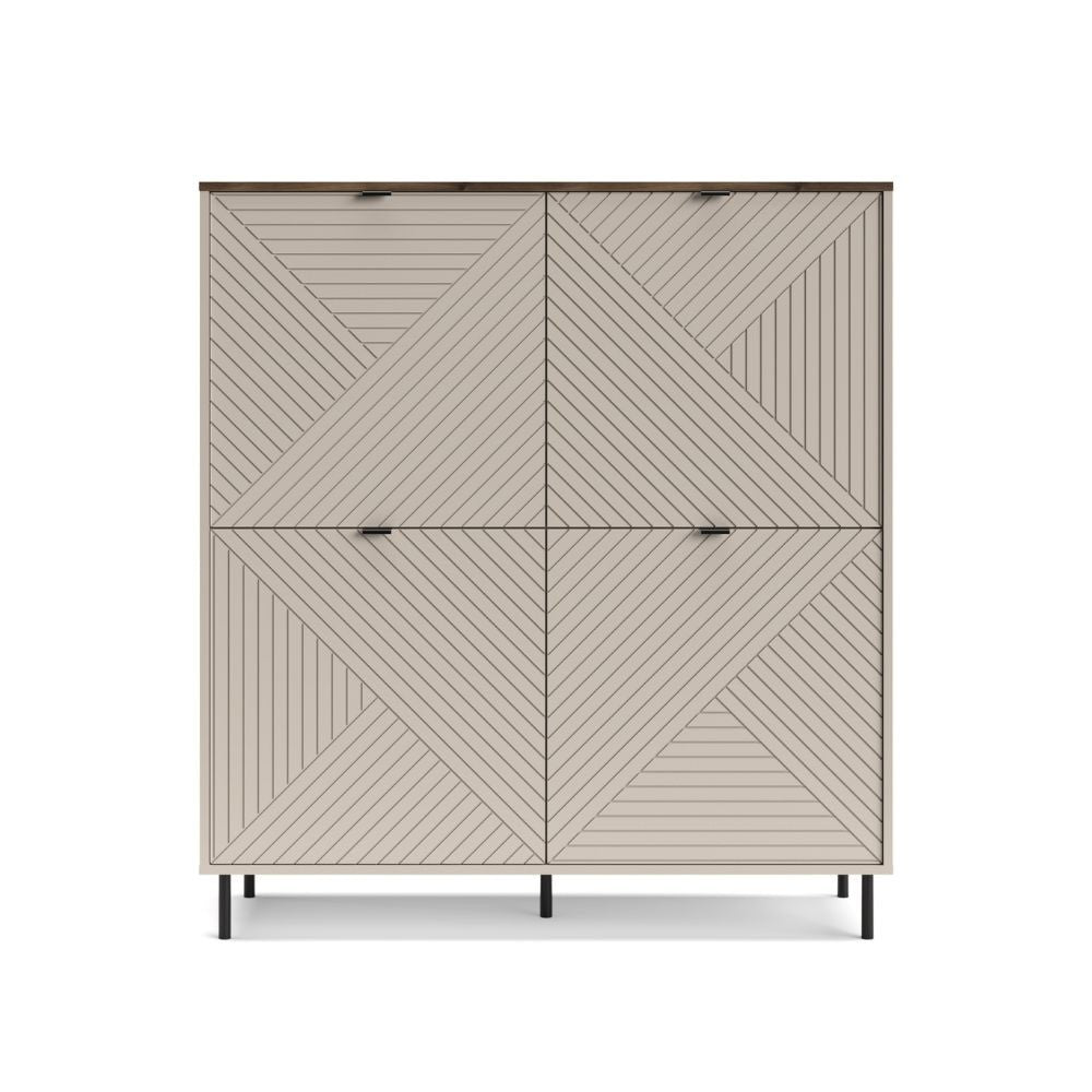 Credenza Mirage02 con 4 ante con motivo geometrico cashmere e top rovere