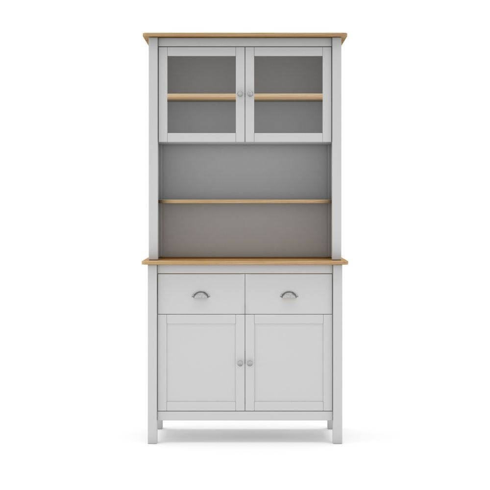 Credenza Misti con vetrina 4 ante e 2 cassetti in legno massiccio colore bianco e rovere