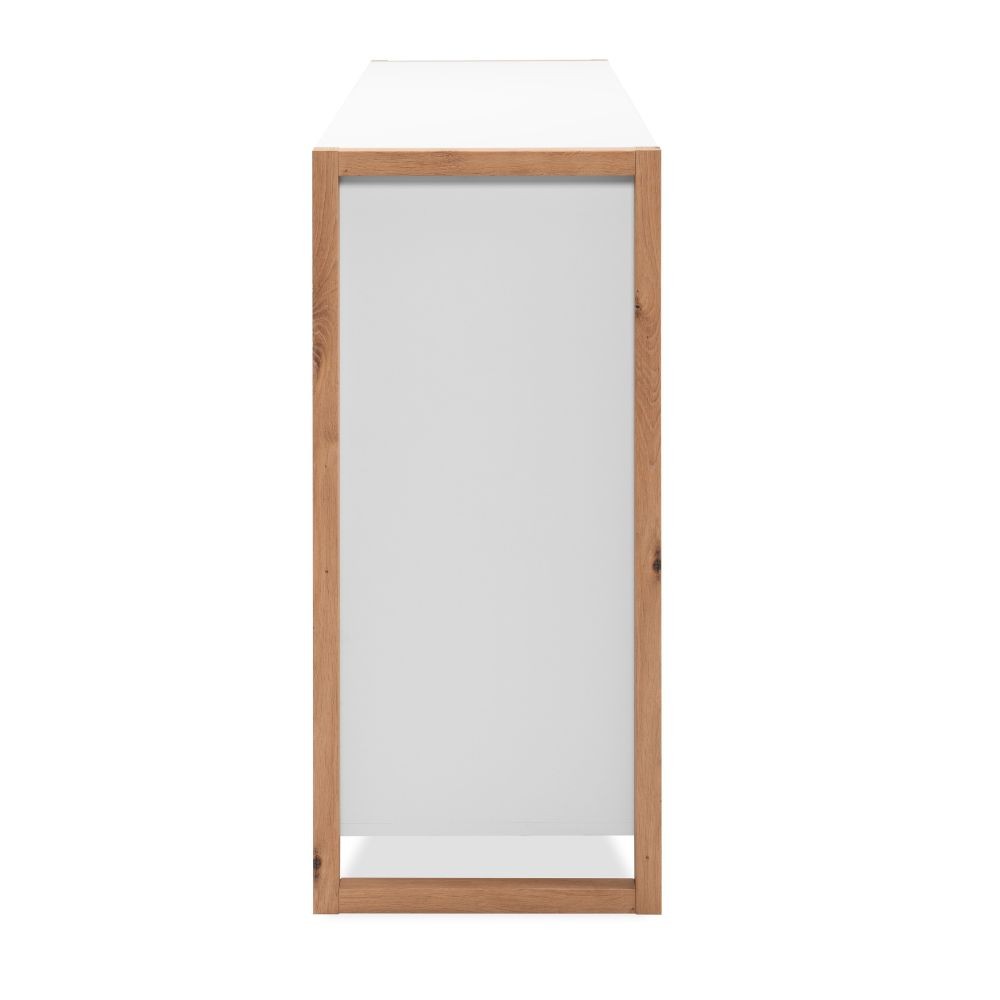 Credenza New Denver2 con 3 cassetti e 2 ante battenti in bianco e rovere