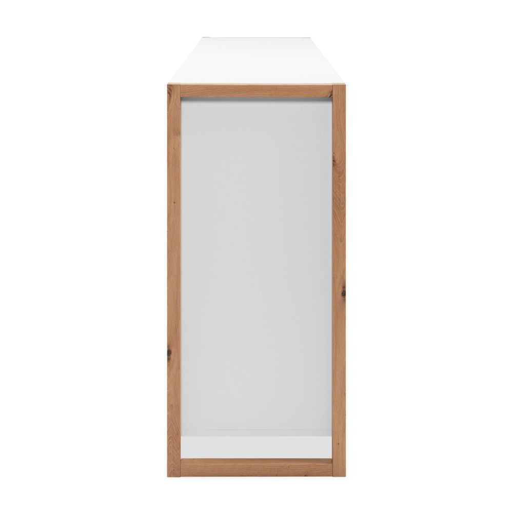 Credenza New Denver3 con 3 cassetti e 3 ante battenti in bianco e rovere