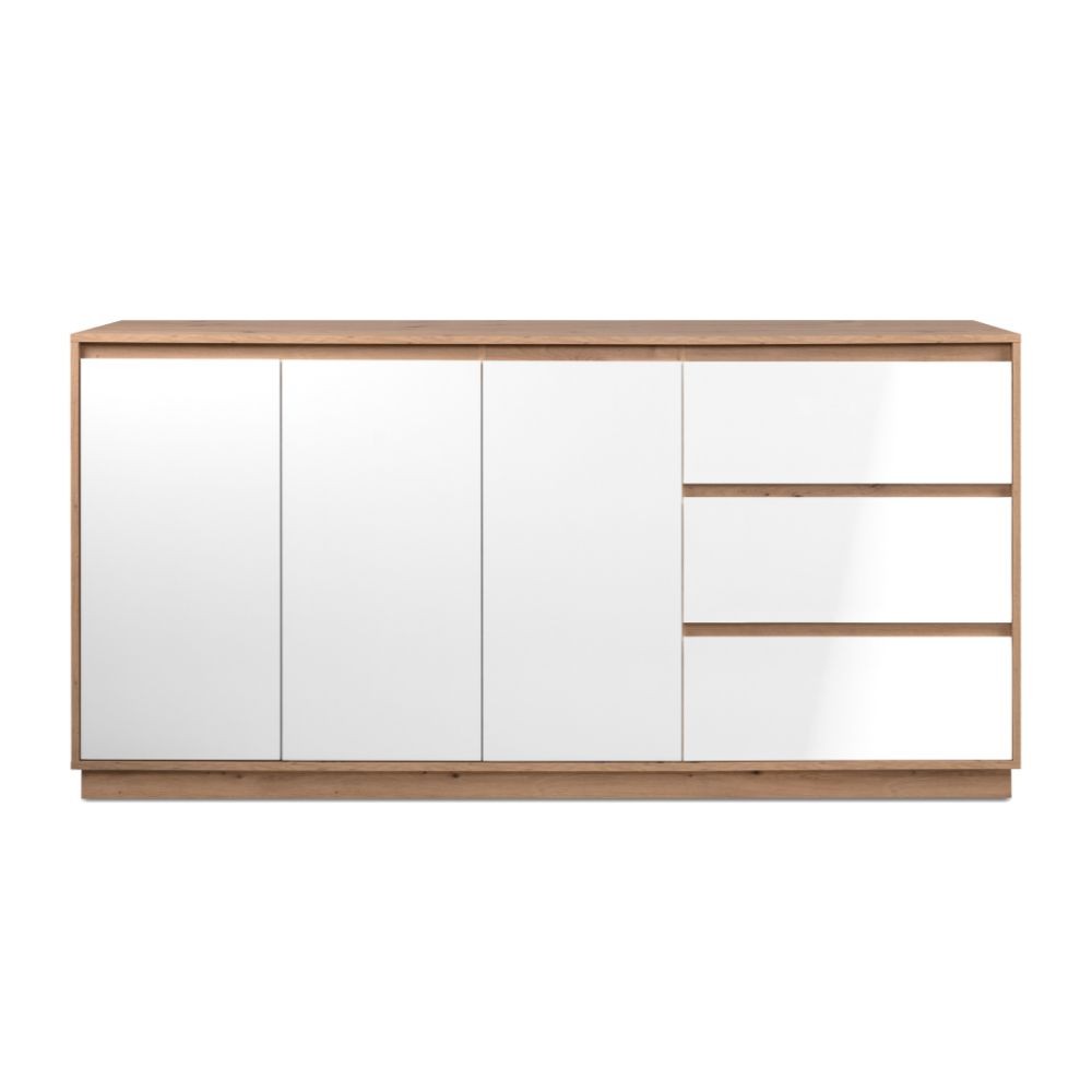 Credenza Phoenix 51A 3 ante e 3 cassetti con struttura rovere e frontali bianco