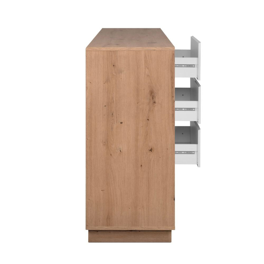 Credenza Phoenix 51A 3 ante e 3 cassetti con struttura rovere e frontali bianco
