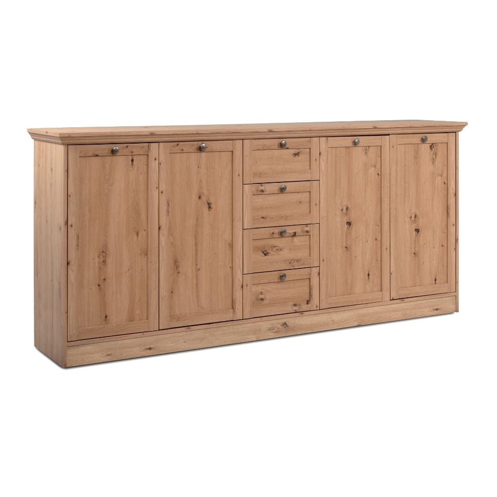 Credenza Timber 51A con 4 ante e 4 cassetti colore rovere anticato