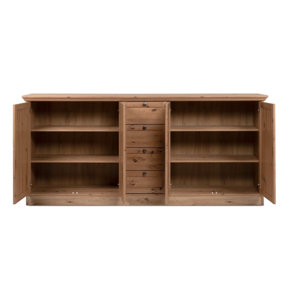 Credenza Timber 51A con 4 ante e 4 cassetti colore rovere anticato