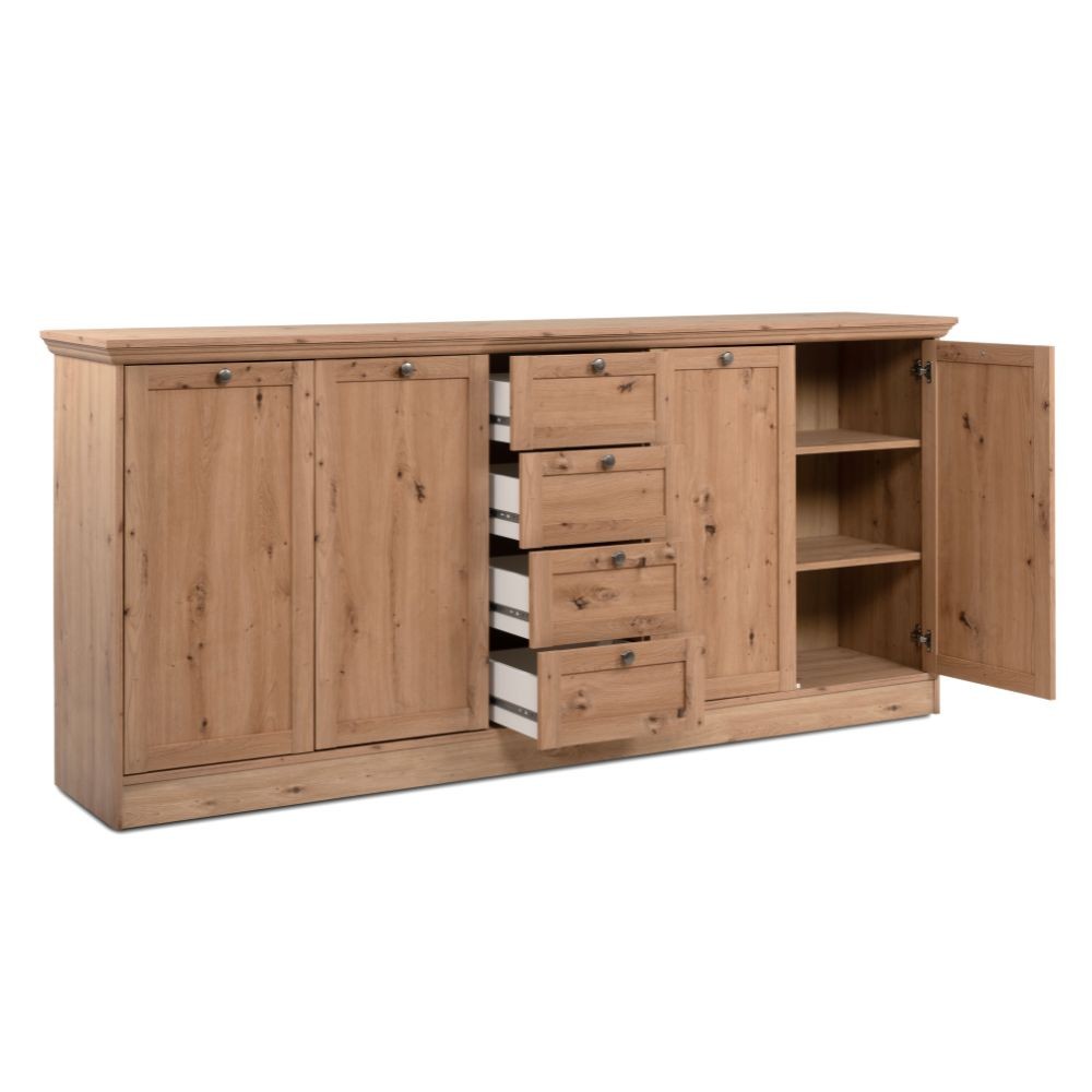 Credenza Timber 51A con 4 ante e 4 cassetti colore rovere anticato