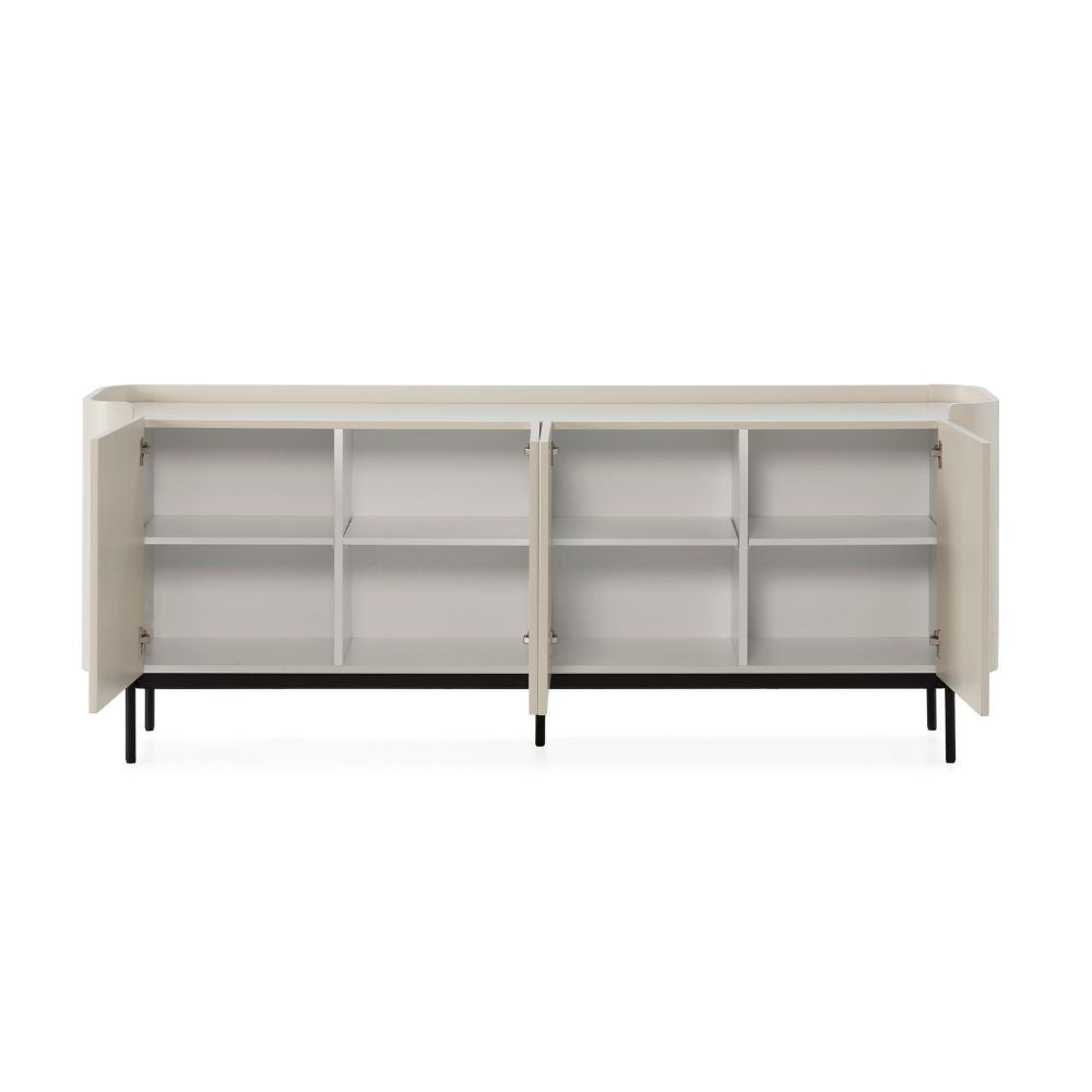 Credenza Willa18924 con 4 ante effetto cannettato colore crema