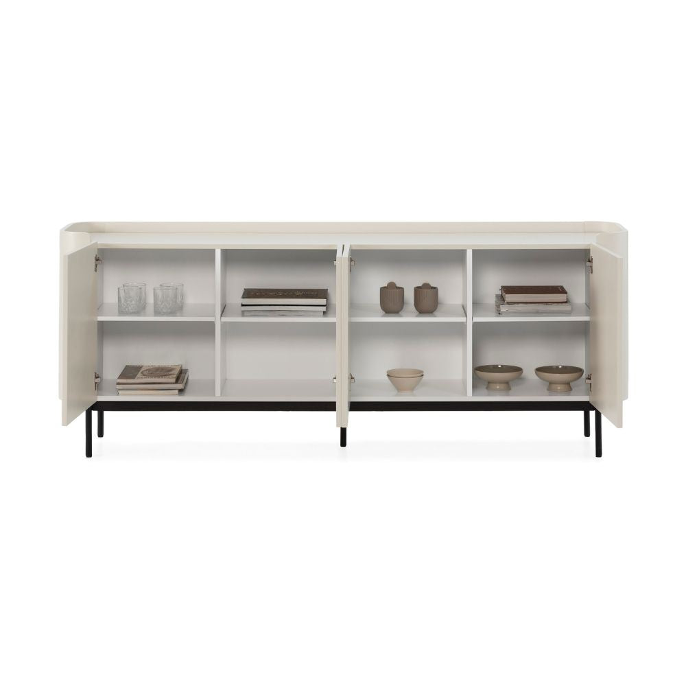 Credenza Willa18924 con 4 ante effetto cannettato colore crema