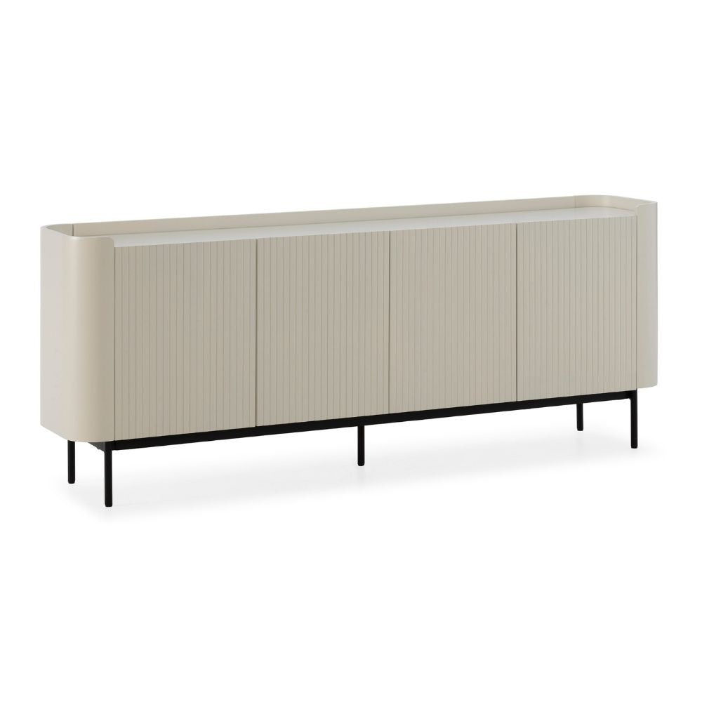 Credenza Willa18924 con 4 ante effetto cannettato colore crema