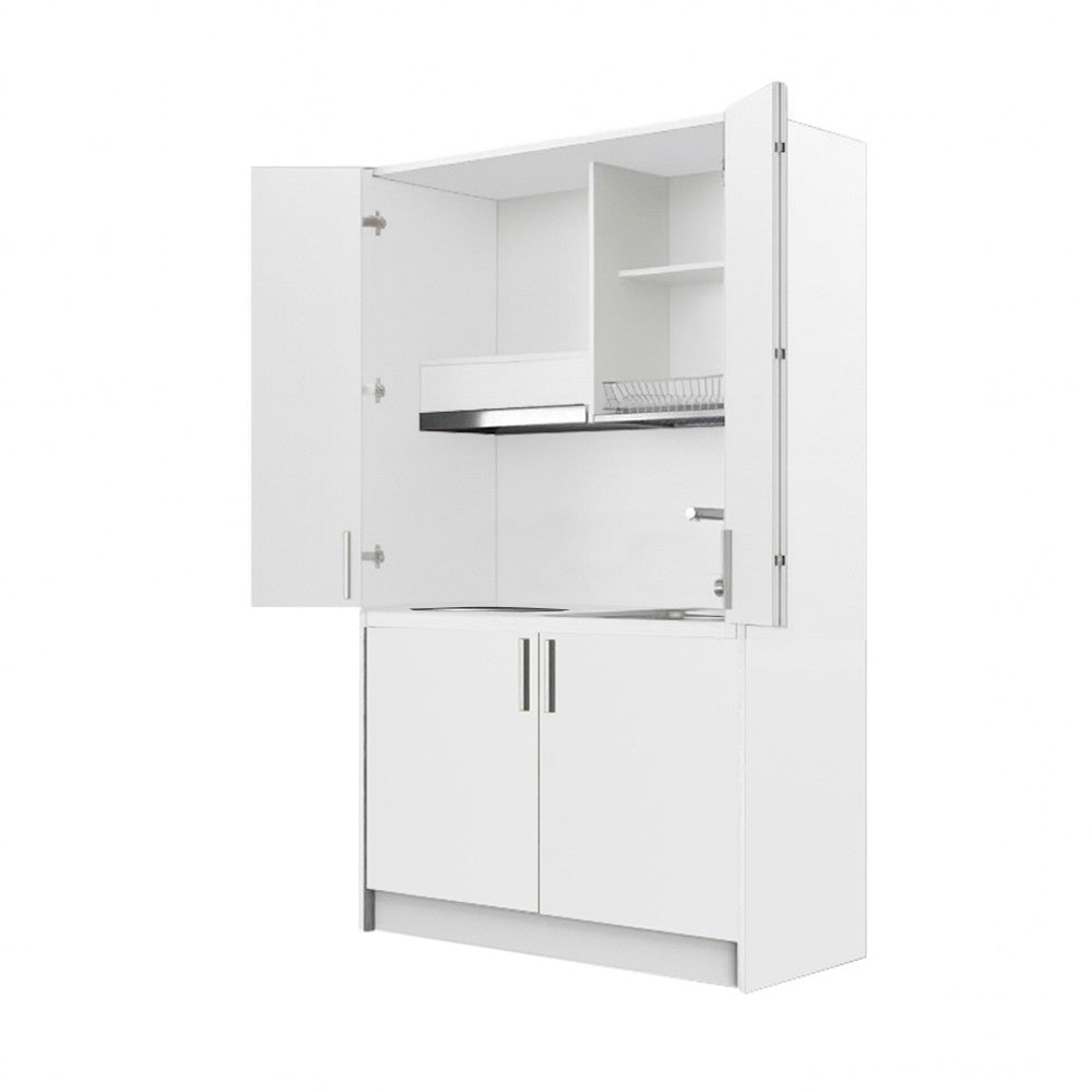 Cucina monoblocco Fold Evolution struttura e ante a libro bianco