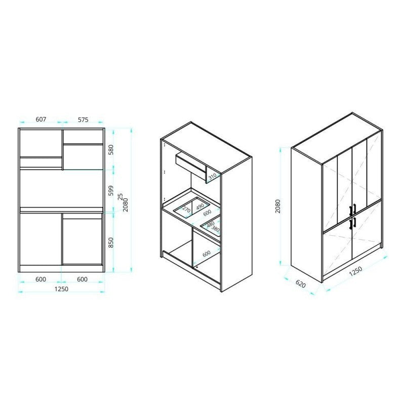 Cucina monoblocco Fold Evolution struttura e ante a libro bianco