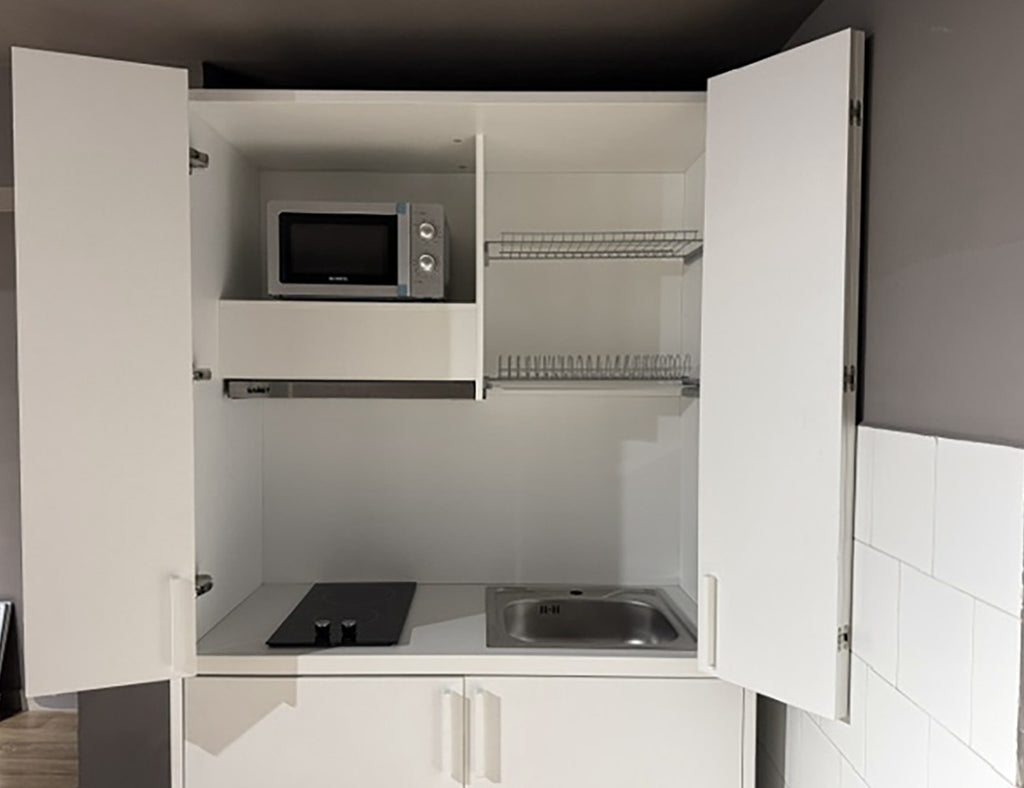 Cucina monoblocco Fold Evolution struttura e ante a libro rovere