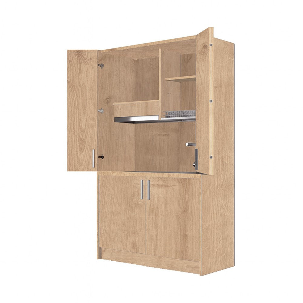 Cucina monoblocco Fold Evolution struttura e ante a libro rovere