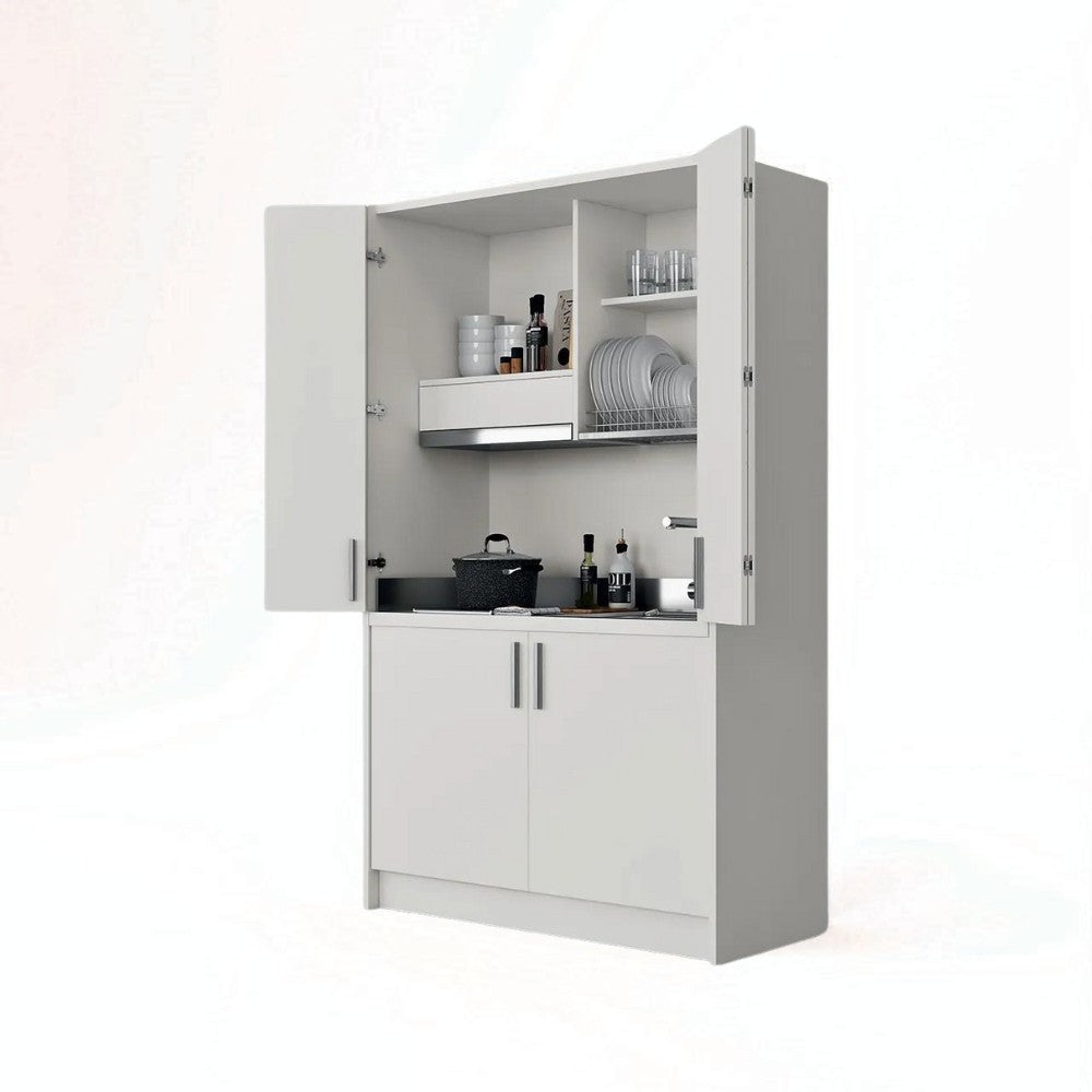 Cucina monoblocco Fold struttura e ante a libro bianco