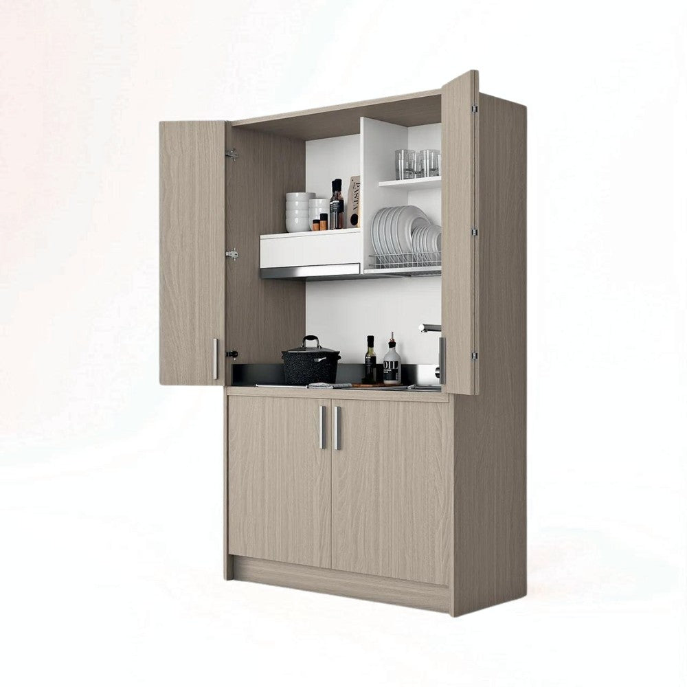 Cucina monoblocco Fold struttura e ante a libro olmo