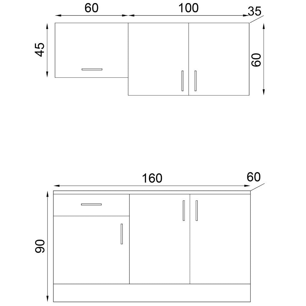 Cucina monoblocco Isernia 160 rovere reversibile con elettrodomestici