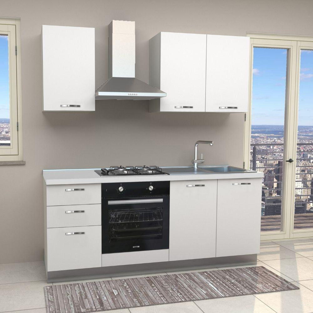 Cucina Taurus 195 colore bianco con elettrodomestici inclusi