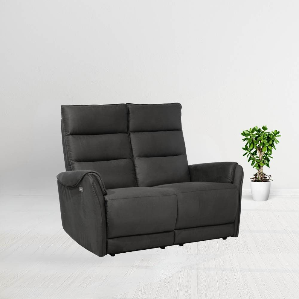 Divano 2 posti Thun 2 recliner elettrici effetto nabuk grigio D120