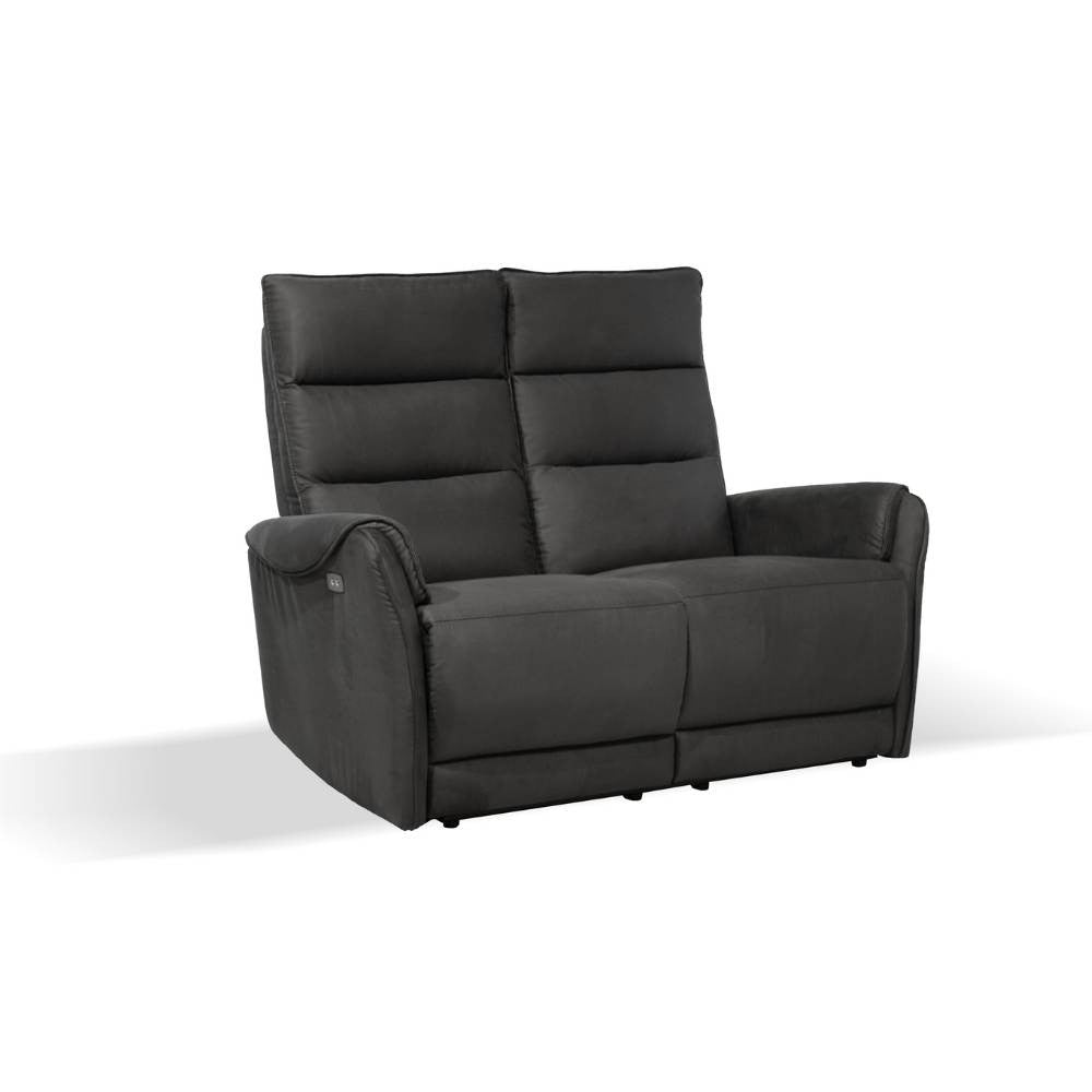 Divano 2 posti Thun 2 recliner elettrici effetto nabuk grigio D120
