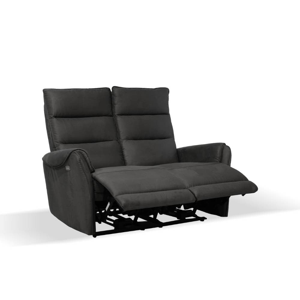 Divano 2 posti Thun 2 recliner elettrici effetto nabuk grigio D120