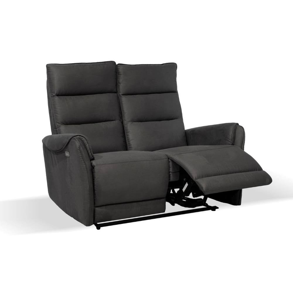Divano 2 posti Thun 2 recliner elettrici effetto nabuk grigio D120