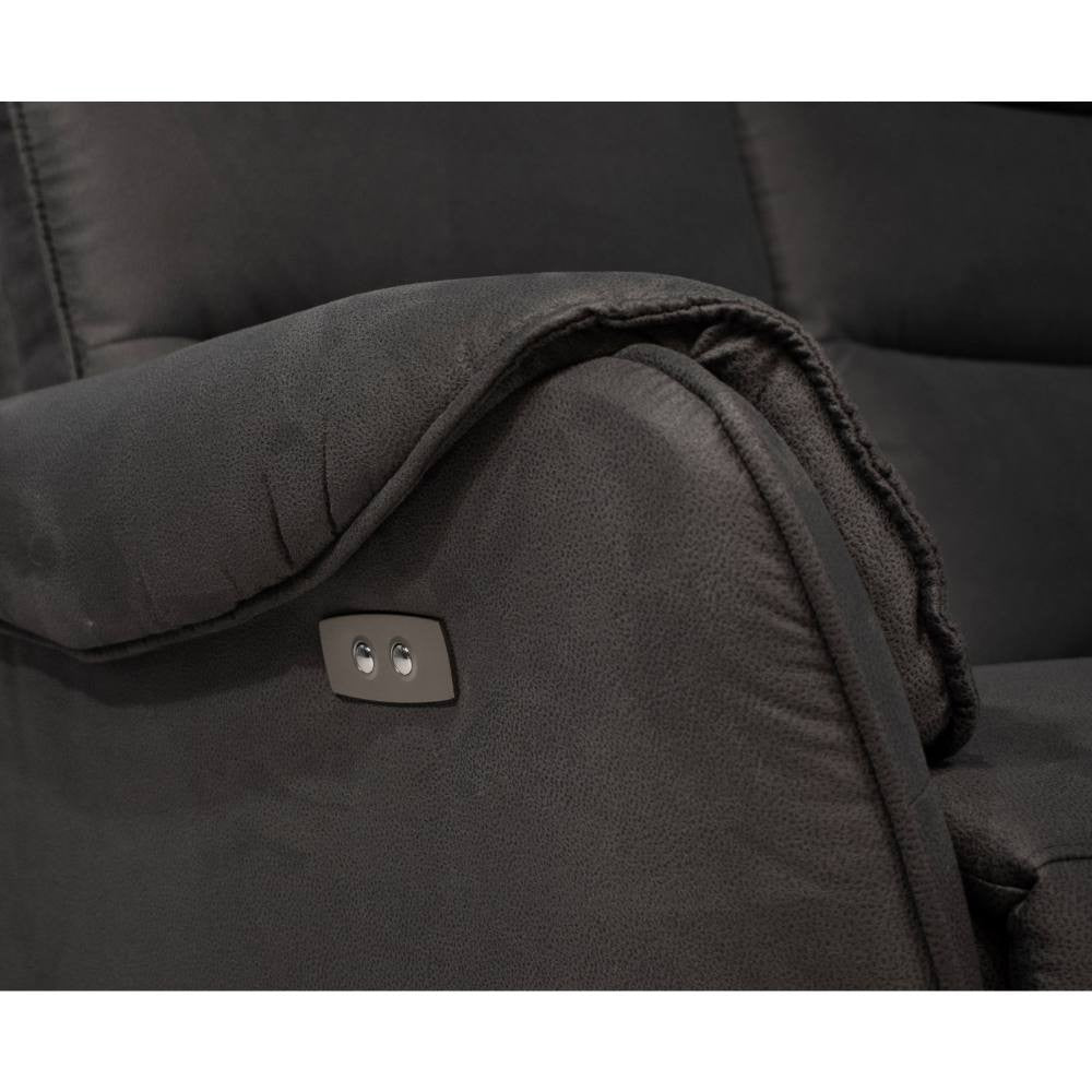 Divano 2 posti Thun 2 recliner elettrici effetto nabuk grigio D120