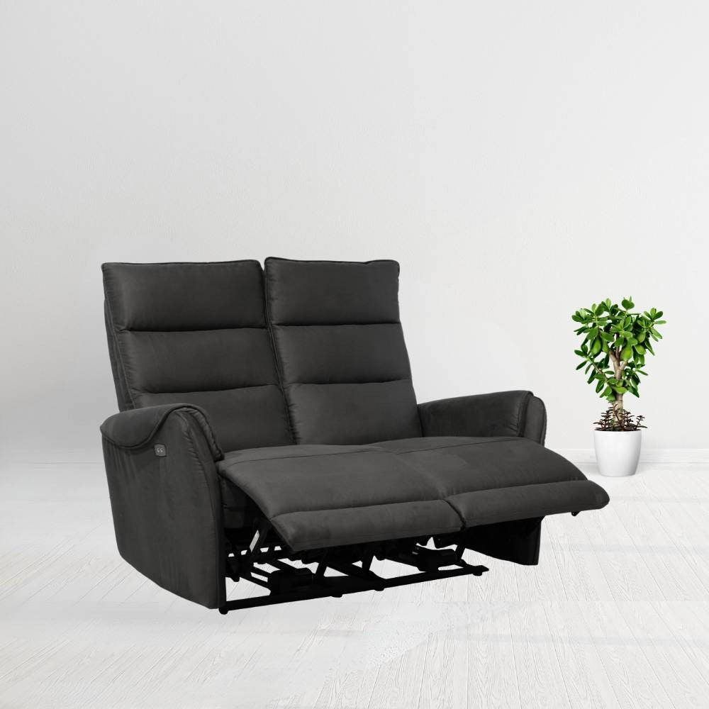 Divano 2 posti Thun 2 recliner elettrici effetto nabuk grigio D120