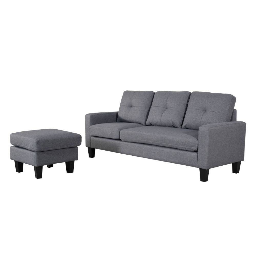 Divano 3 posti Giulivo grigio con chaise longue componibile