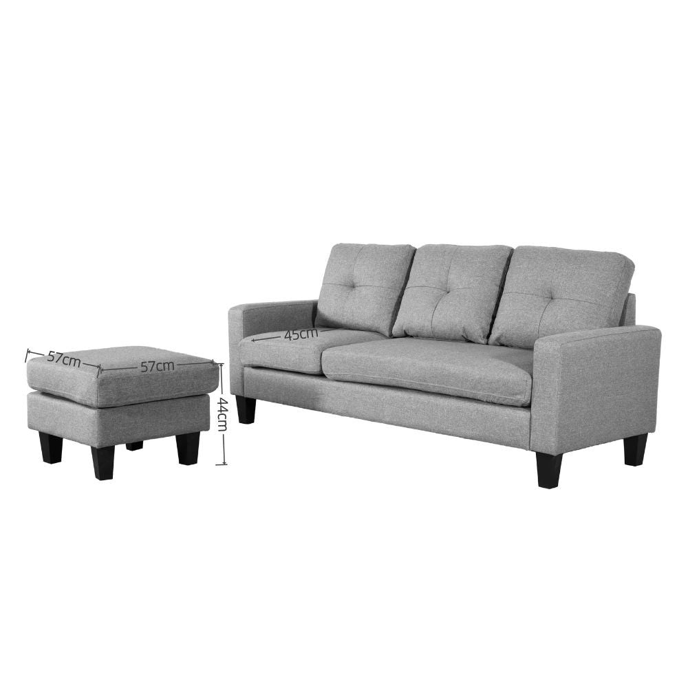 Divano 3 posti Giulivo grigio con chaise longue componibile