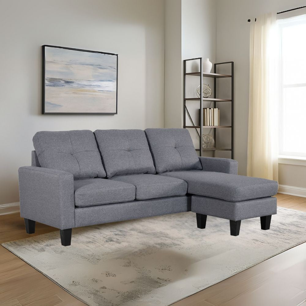 Divano 3 posti Giulivo grigio con chaise longue componibile