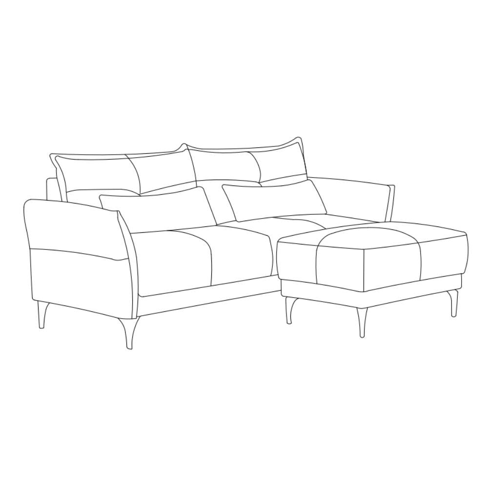 Divano 3 posti Nutmeg con pouff in tessuto Mia 103-05 beige