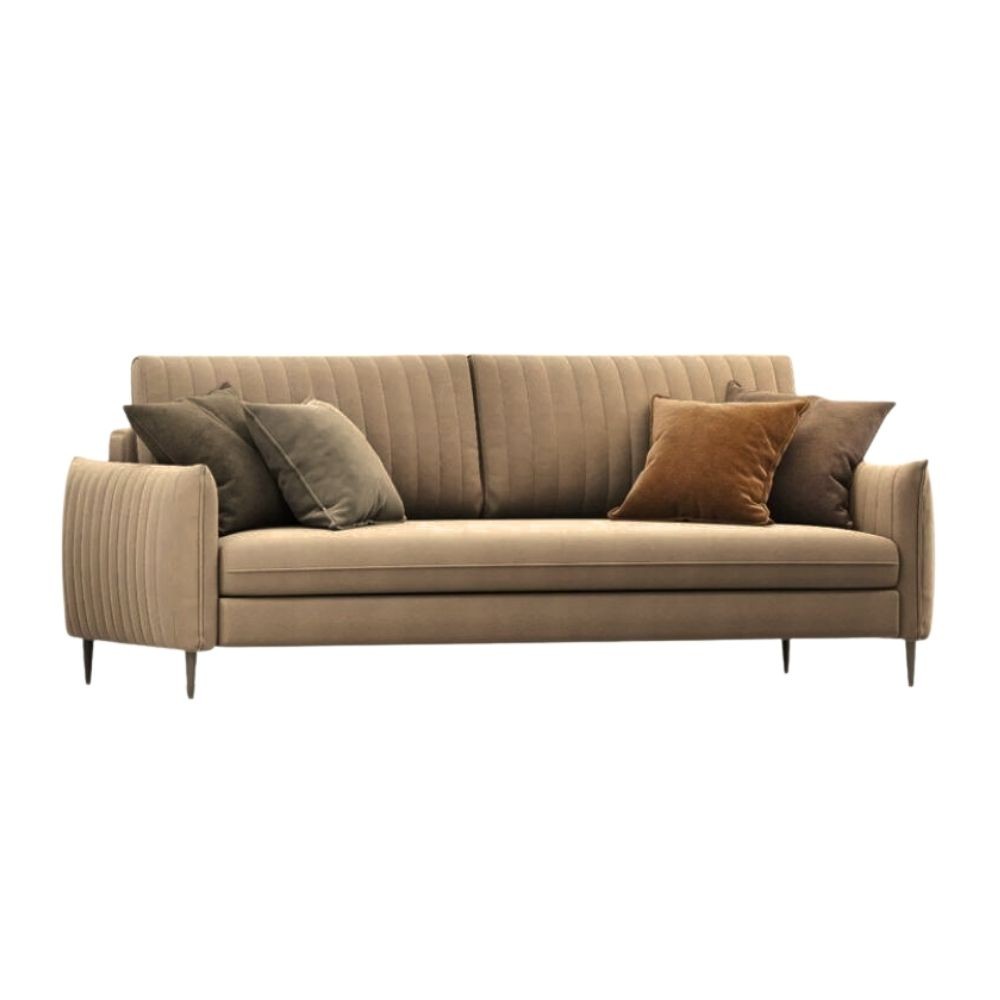 Divano Abra marrone chiaro Milano 05 3 posti funzione letto