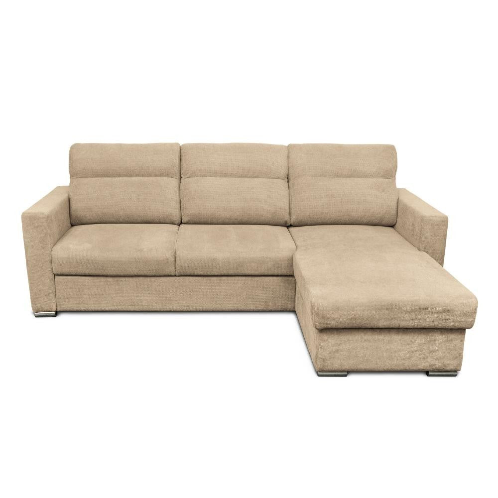 Divano angolare Kendall con penisola reversibile letto estraibile cappuccino Barrel 09