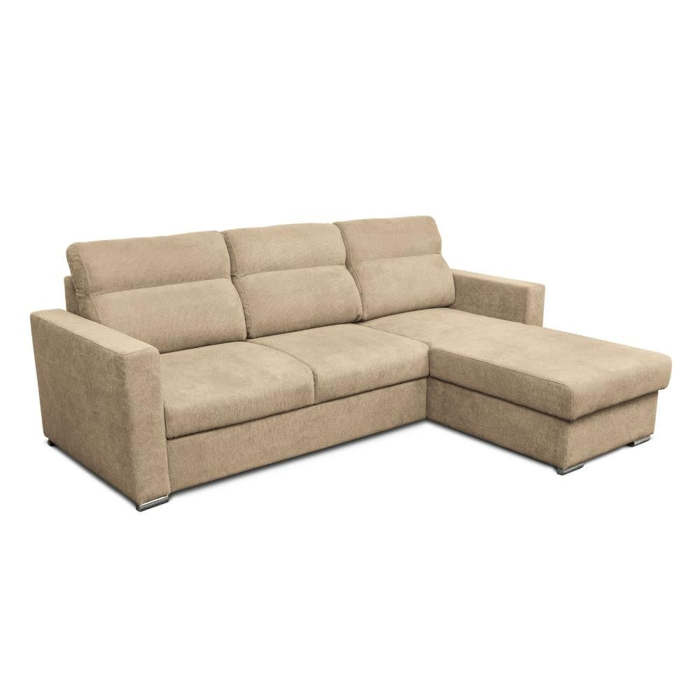 Divano angolare Kendall con penisola reversibile letto estraibile cappuccino Barrel 09