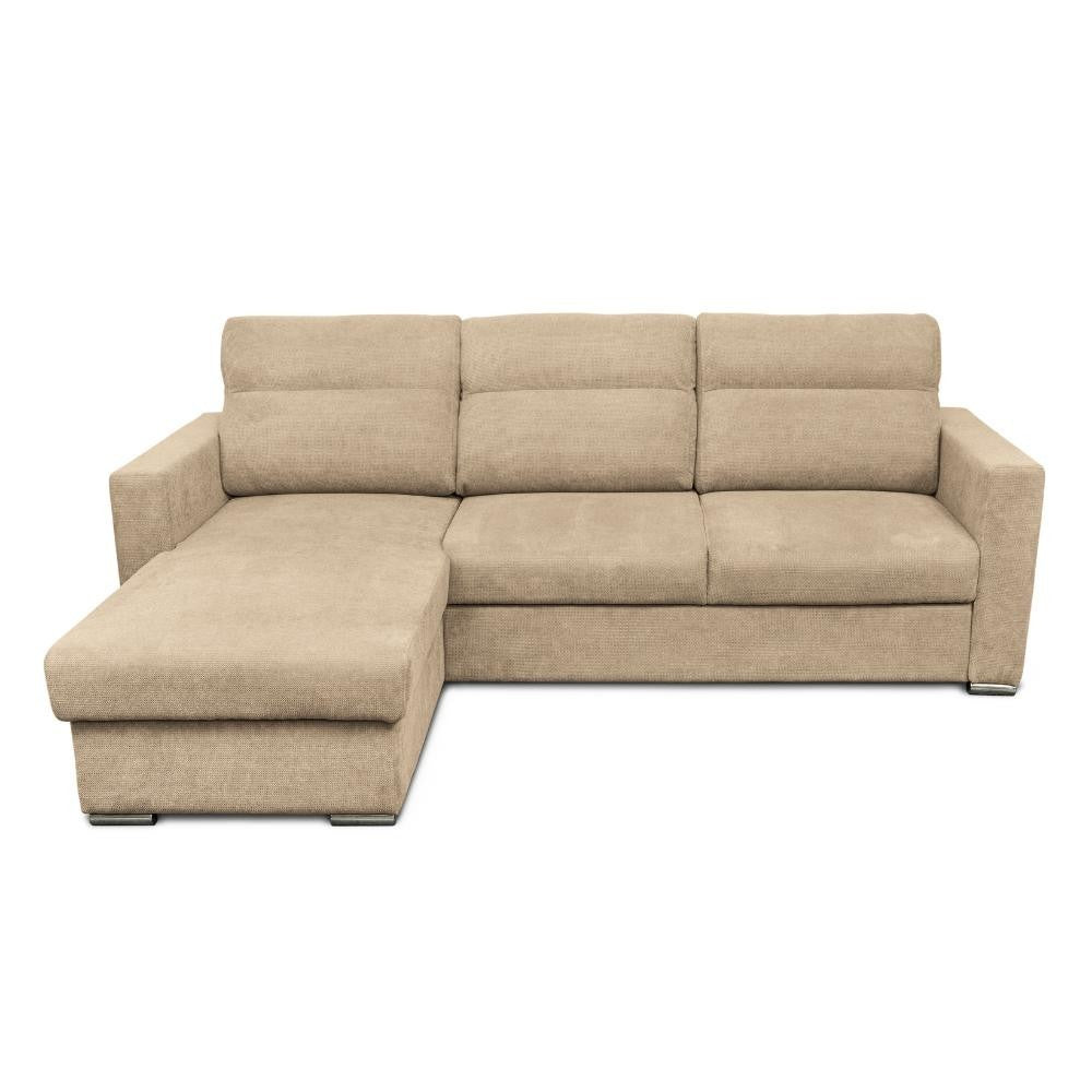 Divano angolare Kendall con penisola reversibile letto estraibile cappuccino Barrel 09