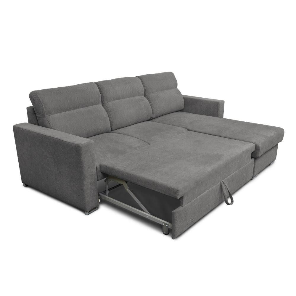 Divano angolare Kendall con penisola reversibile letto estraibile grigio Barrel 90