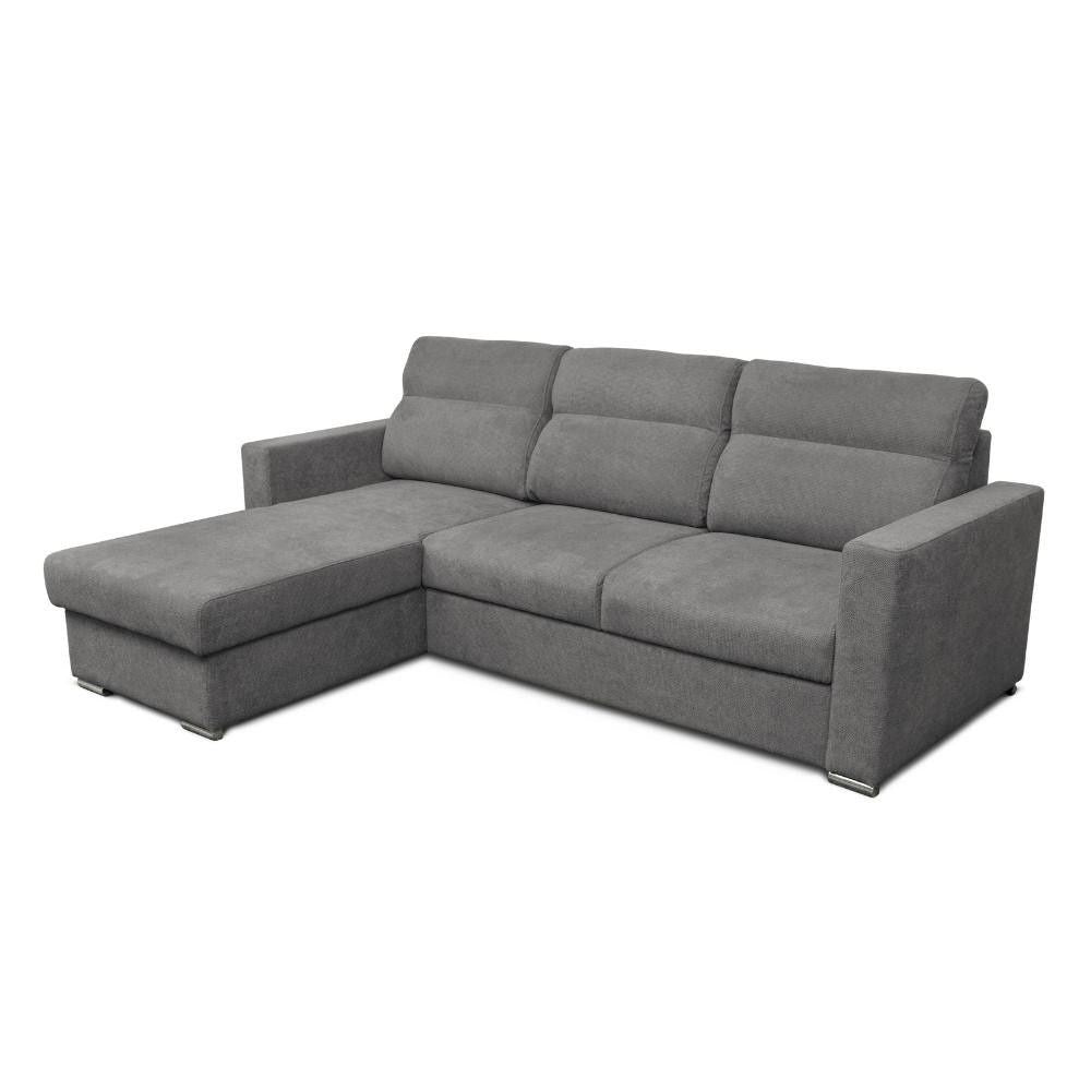 Divano angolare Kendall con penisola reversibile letto estraibile grigio Barrel 90